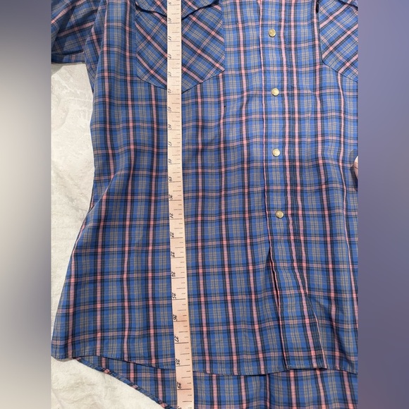 vintage 80s LEVIS PINK AND BLUE PLAID WESTERN PEARL COWBOY - Picture 9 of 9